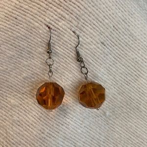 Amber Colored Faceted Drop Earrings